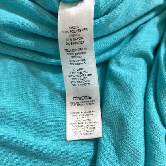 Chicos Blue Green and White Paisley Cold‎ Shoulder Modest Maxi Dress Size 2 or M - Picture 9 of 15